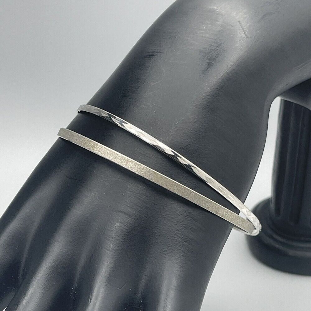 Vintage 835 Silver Bangle Stacking Bracelet Set 8… - image 2